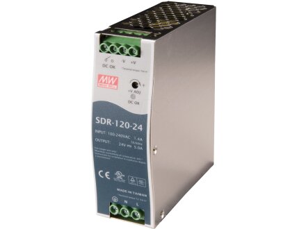 Switching power supply, DIN rail, 120 W, 24 V, 5 A