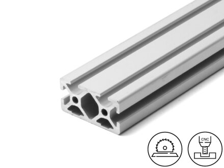 Perfil de aluminio 40x20L-2N I tipo ranura 5, 0,94kg/m, corte de 50 a 6000mm