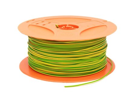 Kabel H05V-K, groen-geel, 0,5 mm, ring, lengte kan worden geselecteerd