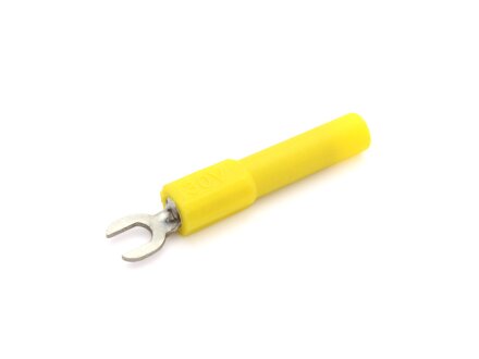 Spade 4mm, with 4mm banana socket, unit 10 pieces, color yellow