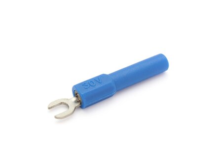 Spade 4mm, with 4mm banana socket, unit 10 pieces, color blue