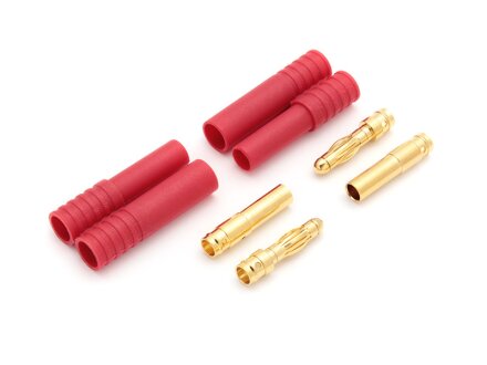 Gouden contactstekker 4,0 mm met 2-pins behuizing (2 behuizingen, 4 contacten)
