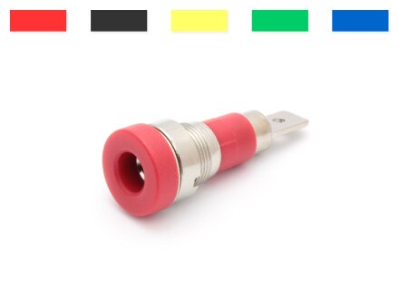 Built-in socket 4mm, metal thread, 4.8mm flat plug, color selectable