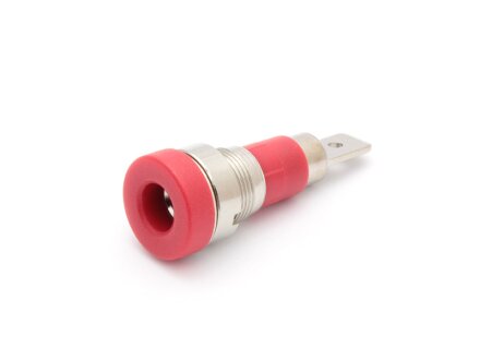 Built-in socket 4mm, metal thread, 4.8mm flat plug, red