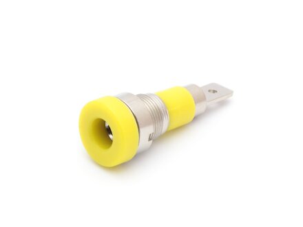 Built-in socket 4mm, metal thread, 4.8mm flat plug, unit 10 pieces, yellow