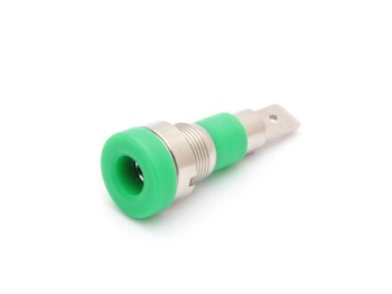 Built-in socket 4mm, metal thread, 4.8mm flat plug, unit 10 pieces, green