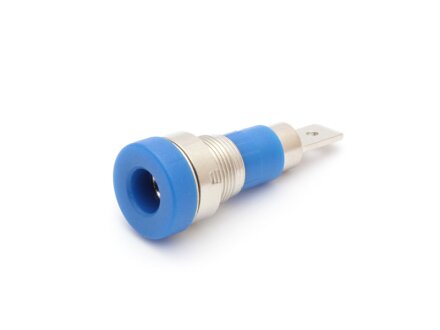 Built-in socket 4mm, metal thread, 4.8mm flat plug, unit 10 pieces, blue