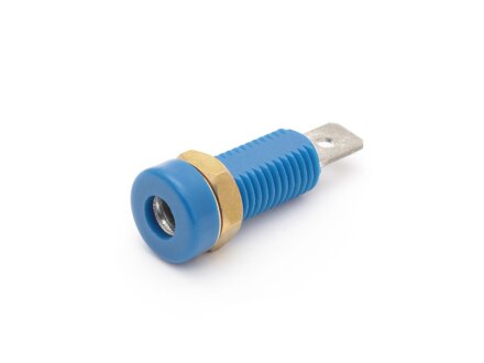 Built-in socket 4mm, 6mm flat plug, unit 10 pieces, blue