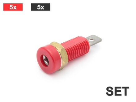 Built-in socket 4mm, 6mm flat plug, 10 pieces in a set (5x red 5x black)