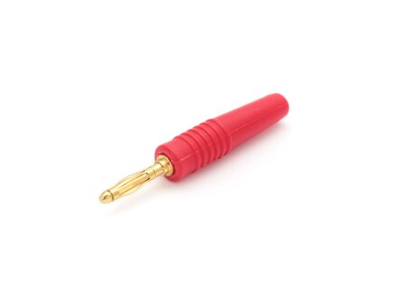 Conector banana 2 mm, contacto laminar bañado en oro, rojo