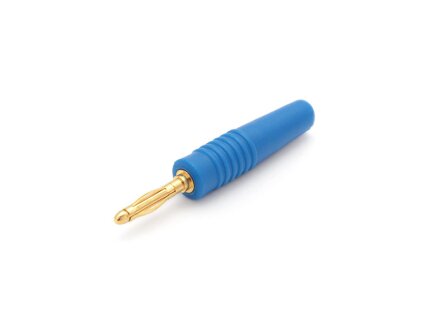 Conector banana 2 mm, contacto laminar bañado en oro, azul