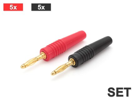 Banana plug 2mm, set of contact gold-plated, 10 pieces in a set (5x red 5x black)