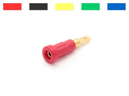 Einbaubuchse 2mm, Einpressversion, 2.8mm flat plug, color selectable