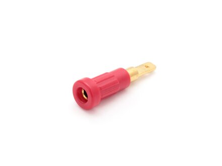 Einbaubuchse 2mm, Einpressversion, 2.8mm flat plug, red