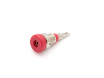 Einbaubuchse 2mm, metal thread, 2.8mm flat plug, unit 10 pieces, red