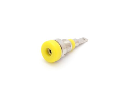 Einbaubuchse 2mm, metal thread, 2.8mm flat plug, unit 10 pieces, yellow
