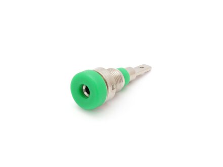 Einbaubuchse 2mm, metal thread, 2.8mm flat plug, unit 10 pieces, green