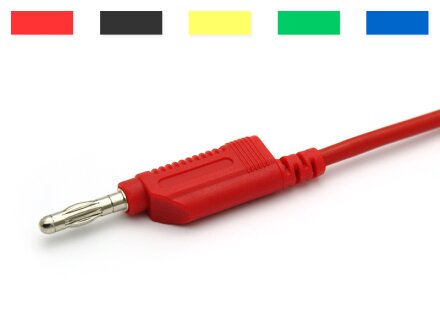 Cable de prueba, cable de laboratorio con clavijas banana apilables de 4 mm SIL de 0,5 metros y 2,5 mm, seleccionable en color