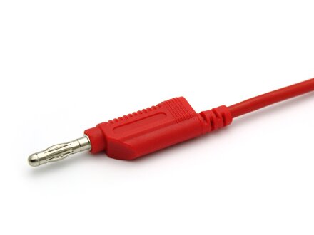 Cable de prueba, cable de laboratorio con clavijas banana apilables de 4 mm, 0,5 metros, 2,5qmm SIL, rojo
