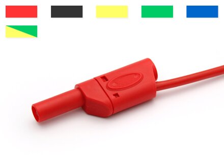 Safety test lead, test lead with stackable 4mm banana plugs, non-protected 0.25 meters 2,5qmm SIL, color selectable