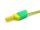Safety test lead, test lead with stackable 4mm banana plugs, shock protected 0.25 meters 2,5qmm SIL, green yellow