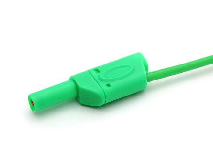 Safety test lead, test lead with stackable 4mm banana plugs, non-protected 0,5 meter 2,5qmm SIL, green