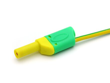 Linea di misurazione di sicurezza, cavo da laboratorio con connettori a banana impilabili da 4 mm, protezione da contatto 0,5 metri 2,5qmm SIL, giallo-verde