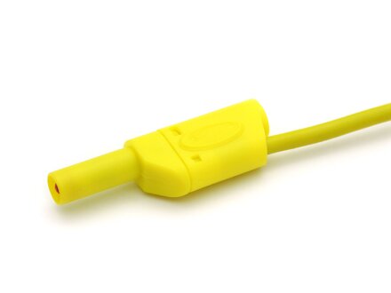 Safety test lead, test lead with stackable 4mm banana plugs, shock protected 1 meter 2,5qmm SIL, yellow