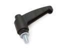 Adjustable clamping lever plastic with external thread M6x12