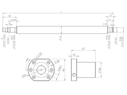 Kugelumlaufspindel SFU1605-DM 352mm für Easy-Mechatronics System 1620B L300 