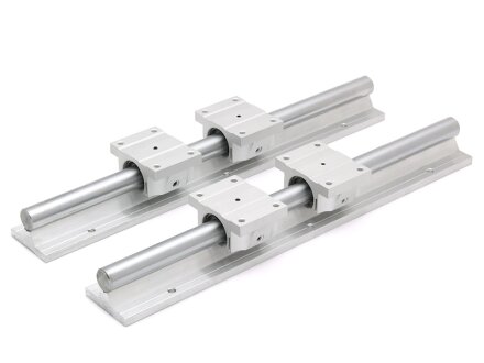 SET: 4x Linearlager TBR20UU / 2x Supported Rail TBS20, 1200mm