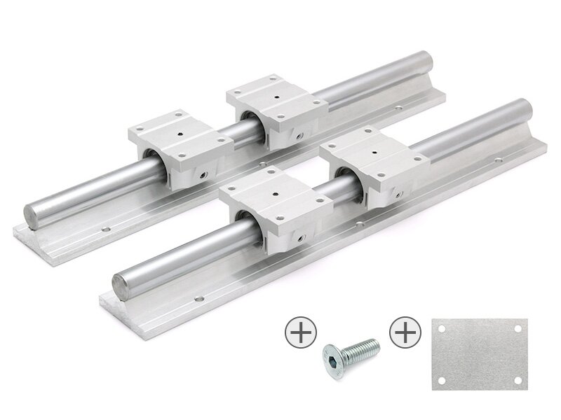 SET 2000mm 2x Supported Rail TBS20 4x Linearlager TBR20UU 