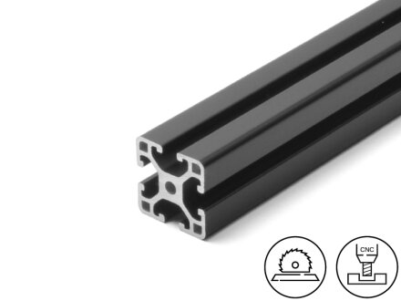 Aluminiumprofil schwarz 30x30L I-Typ Nut 6 , 0,94kg/m, Zuschnitt 50-6000mm