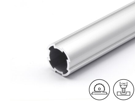 Profilrohr aus Aluminium D28 -B-Typ Nut 10 , 0,48kg/m, Zuschnitt 50-6000mm