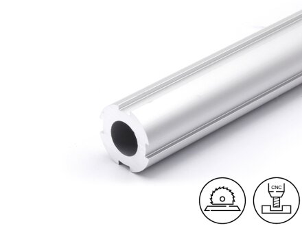 Profilrohr aus Aluminium D30 schwer - I-Typ Nut 8, 1,2kg/m, Zuschnitt 50-6000mm