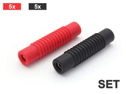 Connector voor 4 mm meetsnoeren, 24A, 10 stuks (5x rood, 5x zwart)