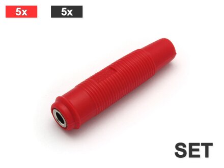 Couplings 4mm Rewireable, 10 pieces in a set (5 x 5 x red and black)