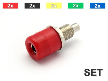 Sockets, banana 4mm, 10 pieces in a set (5 colors)