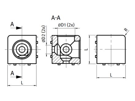 Würfelverbinder 3D 30 B-Typ Nut 8 mit Befestigungssatz 3 x M8x25 