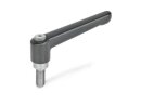 Adjustable clamping lever zinc die-cast, screw stainless...