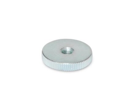Flat knurled nuts steel, zinc plated GN467-M8-ZB