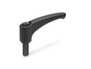 Adjustable clamping lever zinc die-cast, screw steel...