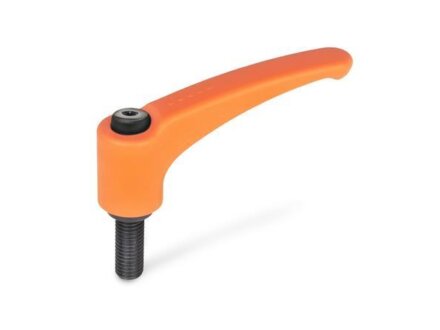 Adjustable clamping levers plastic, screw steel GN604-78-M10-63-OR