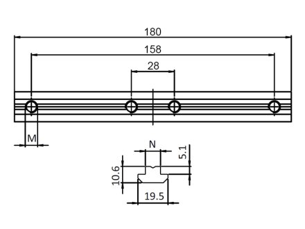 Stoßverbinder 180° für Profil leicht B-Typ Nut 10 