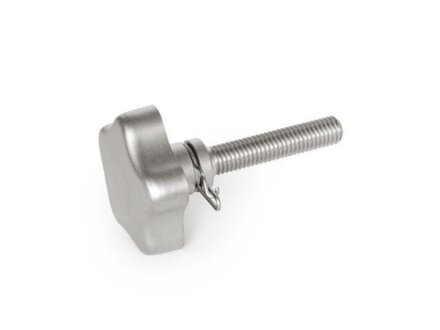 Stainless steel star knobs with loss protection - Stainless steel star knob screws with loss protection