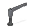 Adjustable clamping lever screw with special pin