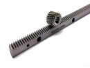 Precision gear rack with helical teeth, hardened and ground Q6, module 1.5, 19x19mm, 1000mm long, drilled every 125mm, pushable