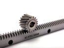 Precision gear rack with helical teeth, hardened and ground Q6, module 2, 24x24mm, 2000mm long, drilled every 125mm, pushable