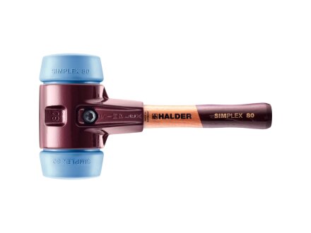SIMPLEX-Schonhammer mit Tempergussgehäuse und Holzstiel, Ø 80 / Stiel 230 mm TPE-soft