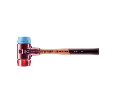 SIMPLEX soft-face mallet with cast steel housing and wooden handle, Ø 60, TPE-soft / Plastic